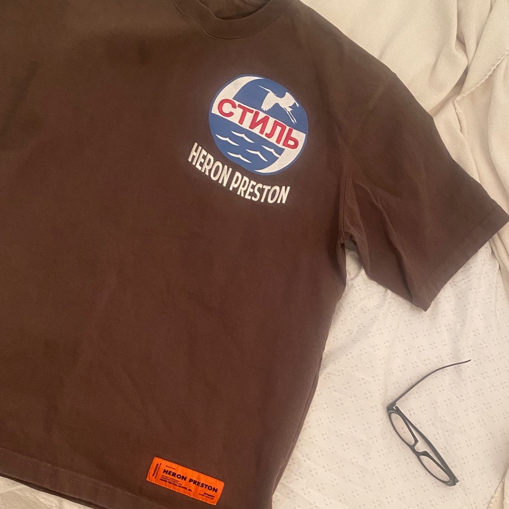 Heron Preston Chocolate Brown Logo Tee
